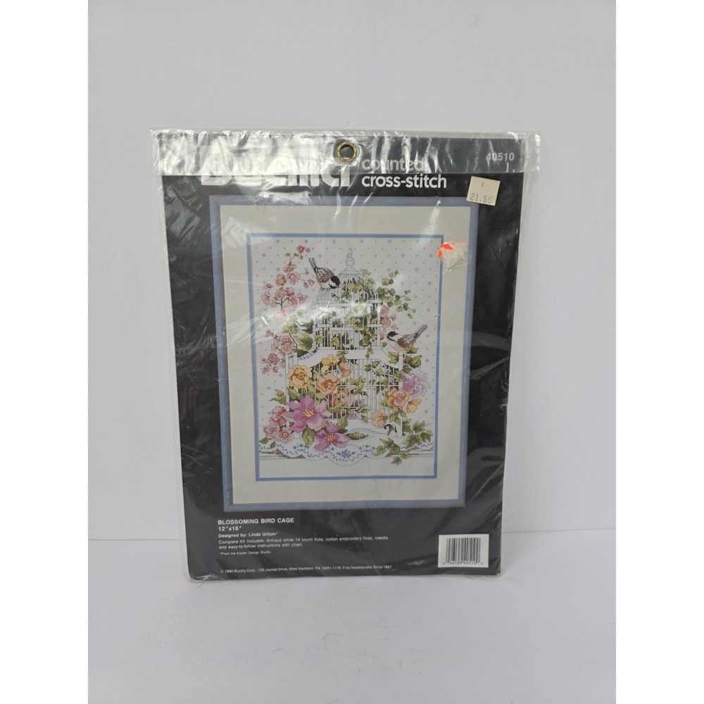 Bucilla Blossoming Bird Cage 40510 Cross Stitch Kit‎ 12x16" Linda Gillum
